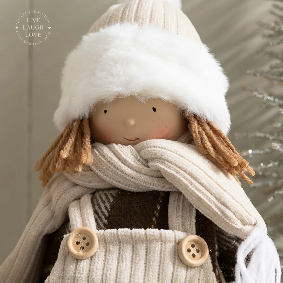 Winter Boy / Girl Shelf Sitter with Cozy Hat and Scarf