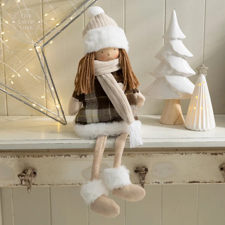 Winter Boy / Girl Shelf Sitter with Cozy Hat and Scarf