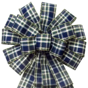 Wired Blueberry Plaid Christmas Bow (2.5"ribbon~14"Wx24"L)