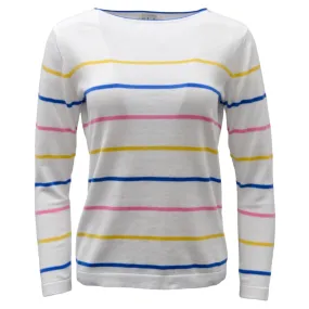 Women’s 100% Pima Cotton Multi Color Striped Boatneck