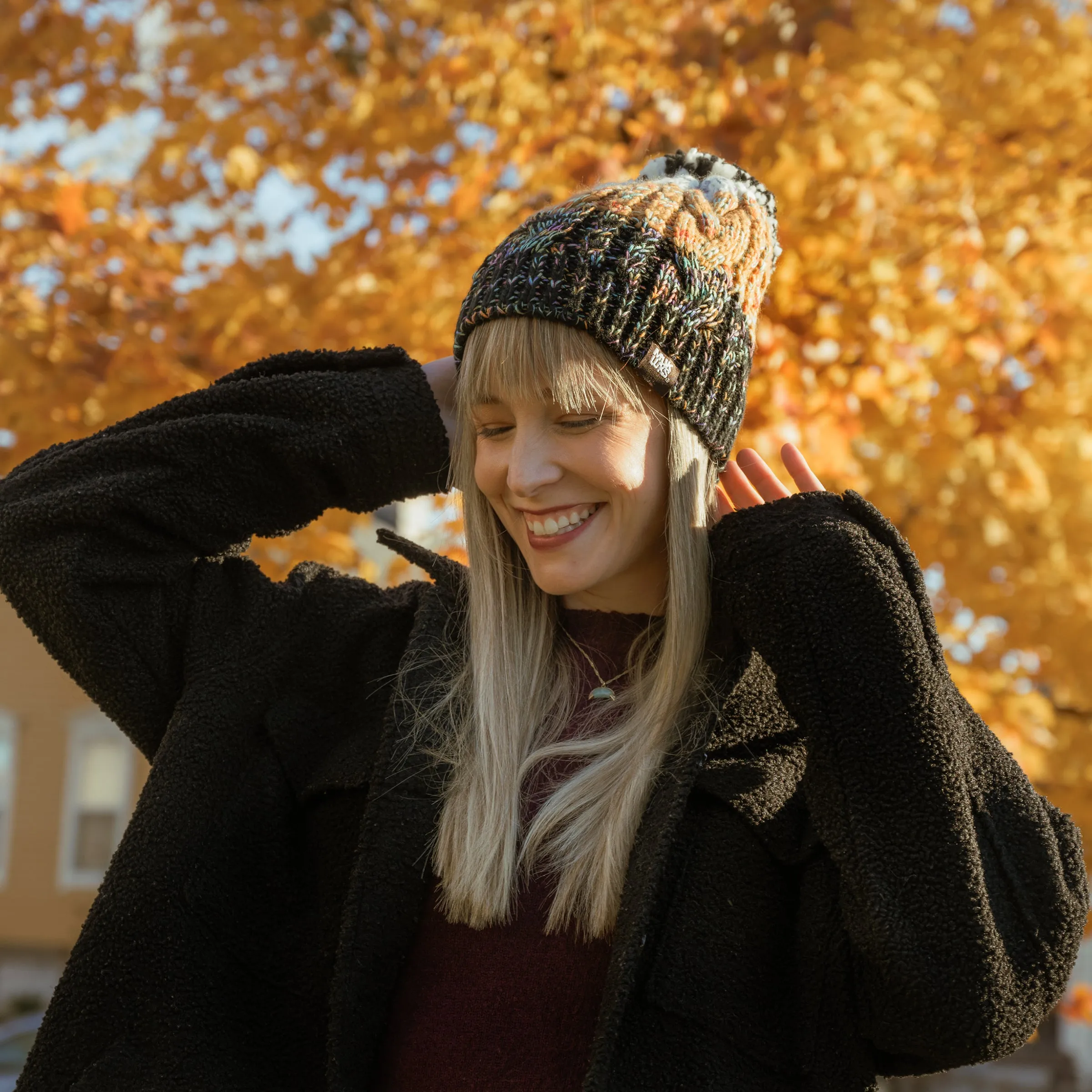 Women's Colorblock Stripe Cable Beanie