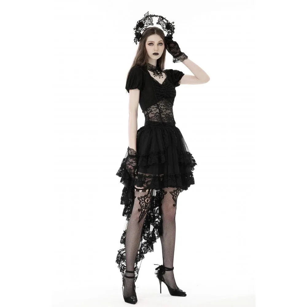 Women's Punk Irregular Ruffled Lace Skirt