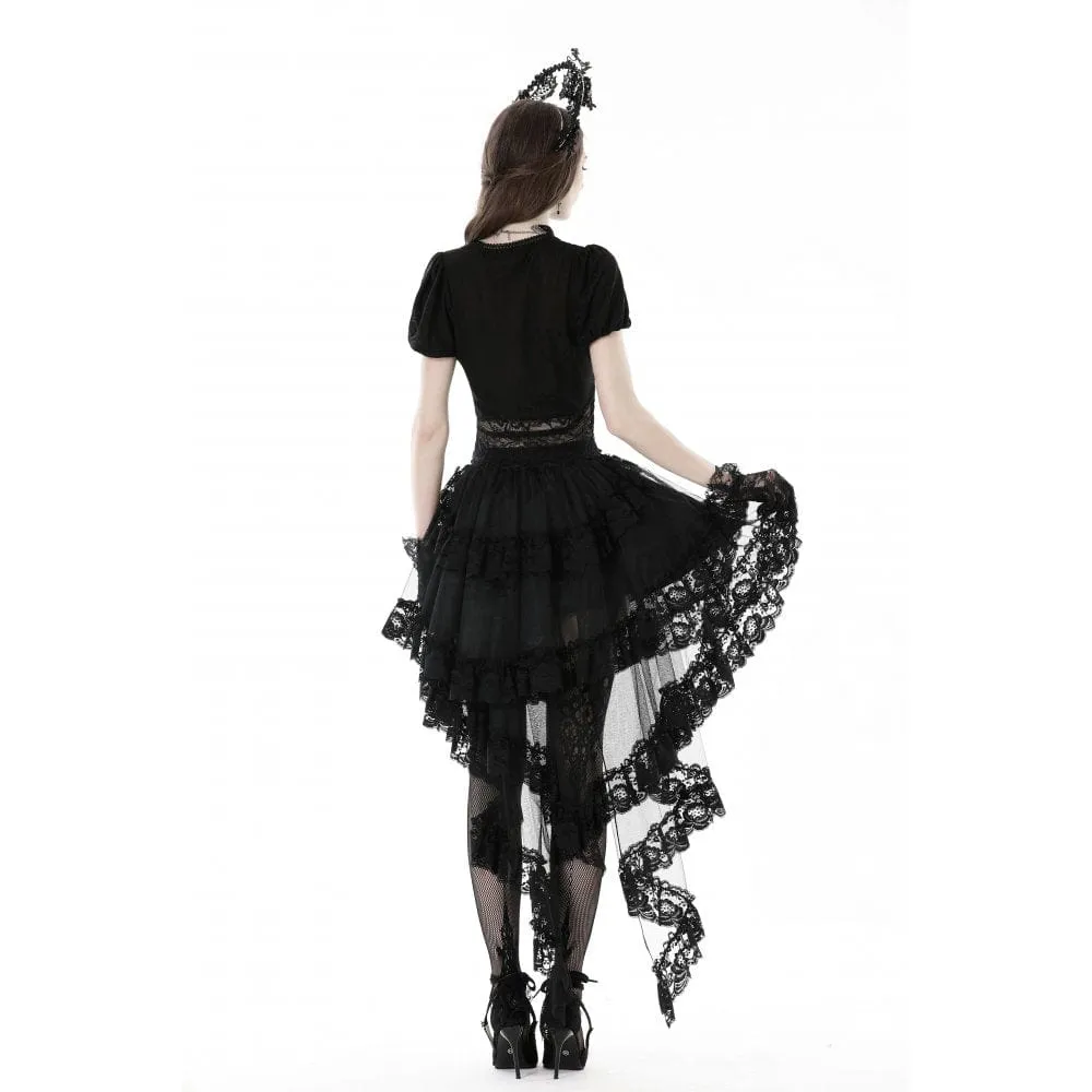 Women's Punk Irregular Ruffled Lace Skirt