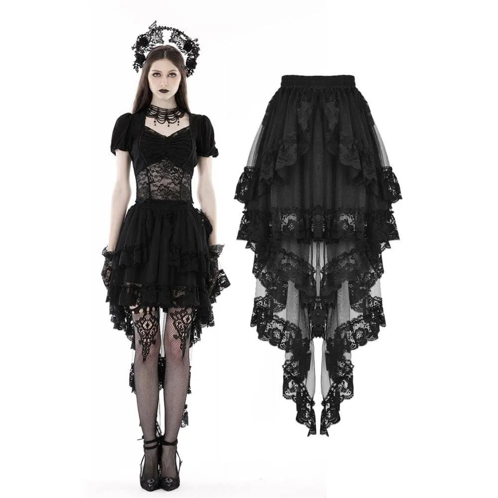 Women's Punk Irregular Ruffled Lace Skirt