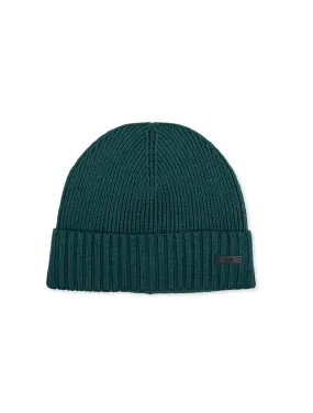 Wool Beanie with Logo Label Green