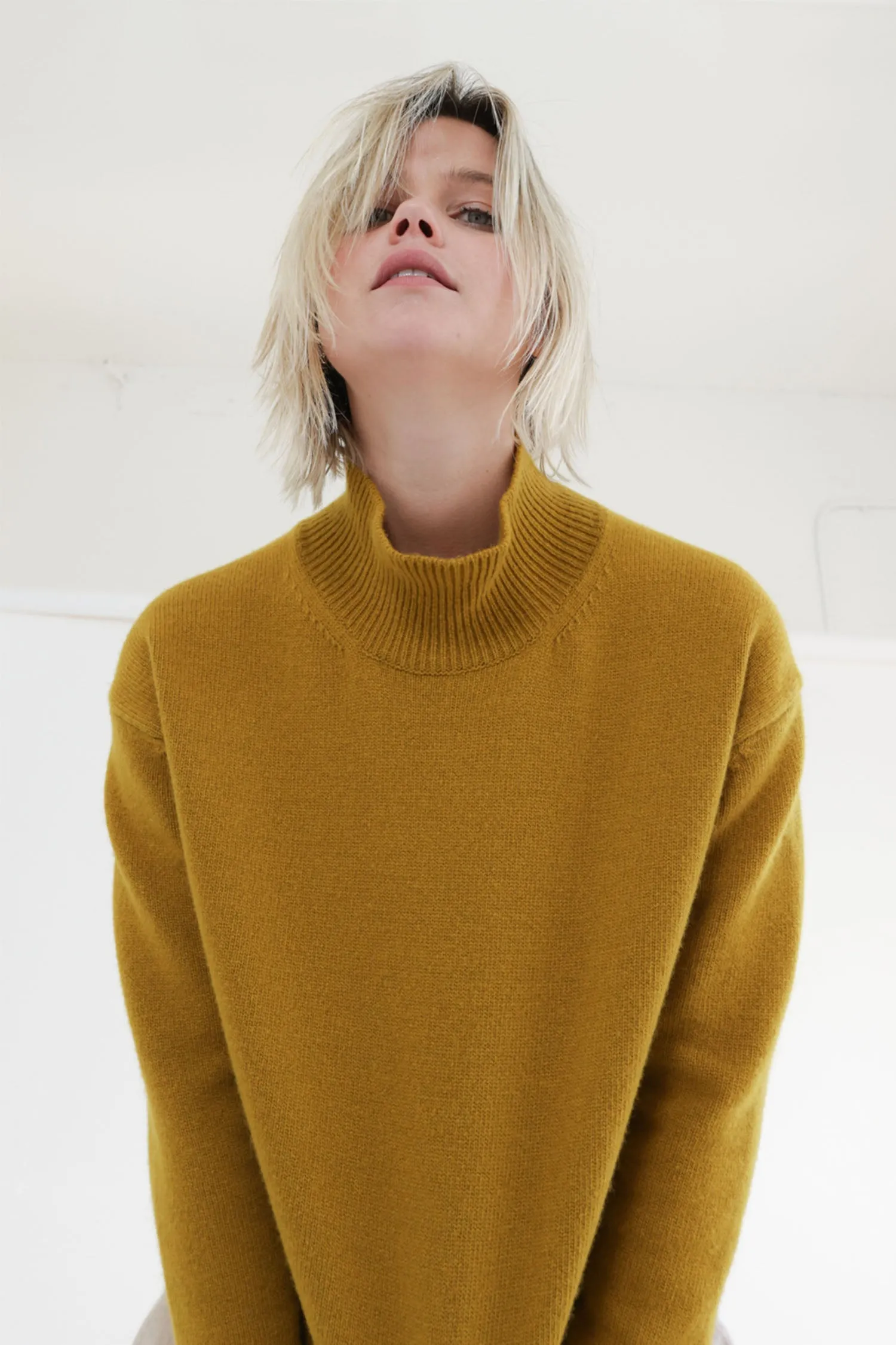 Wool turtleneck long sleeve sweater