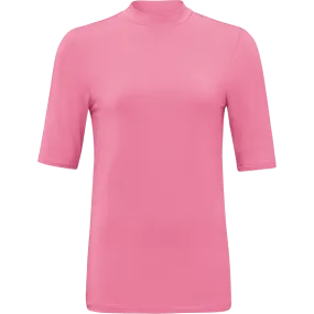 YAYA Soft High Neck T-shirt w Half Slv Glory Pink