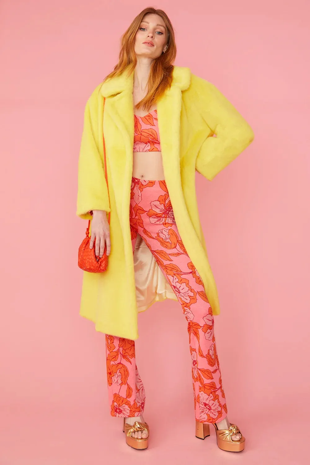 Yellow Faux Fur Duchess Maxi Coat