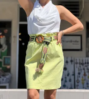 Yellow Skirt With Lycra Belt Detail