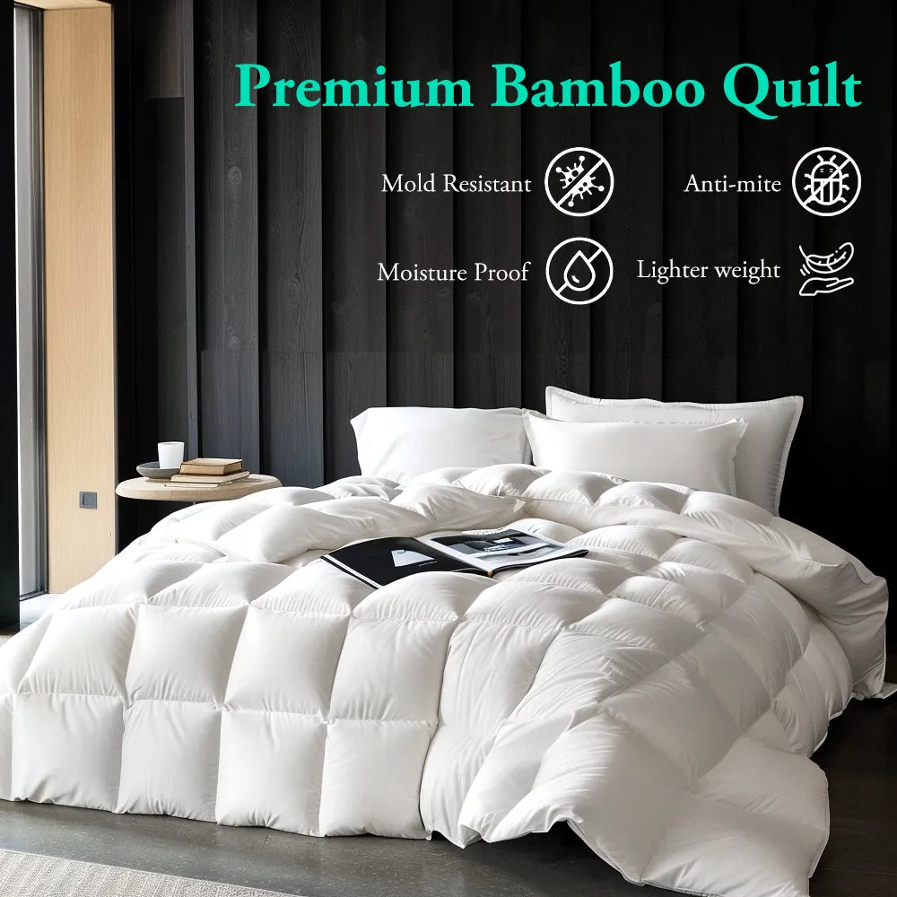 ZUNI Natural Bamboo Quilt 200GSM Duvet Doona Winter Summer Quilt Super King